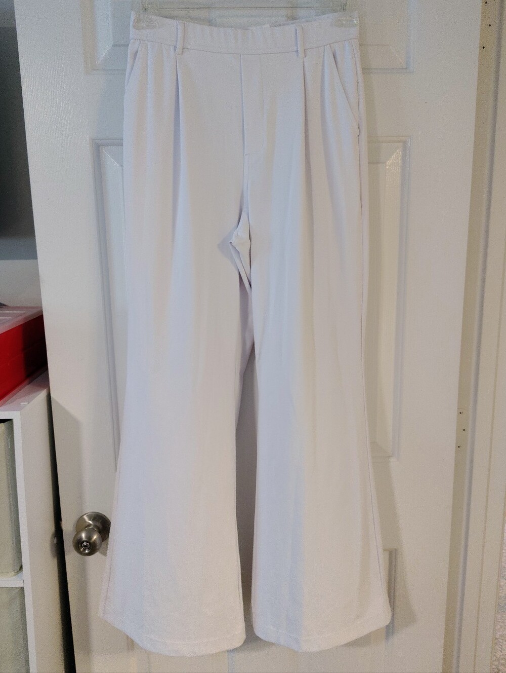HALARA Flex High Waist Pocket Wide Leg and flare (M)Work Pants White - Picture 9 of 16